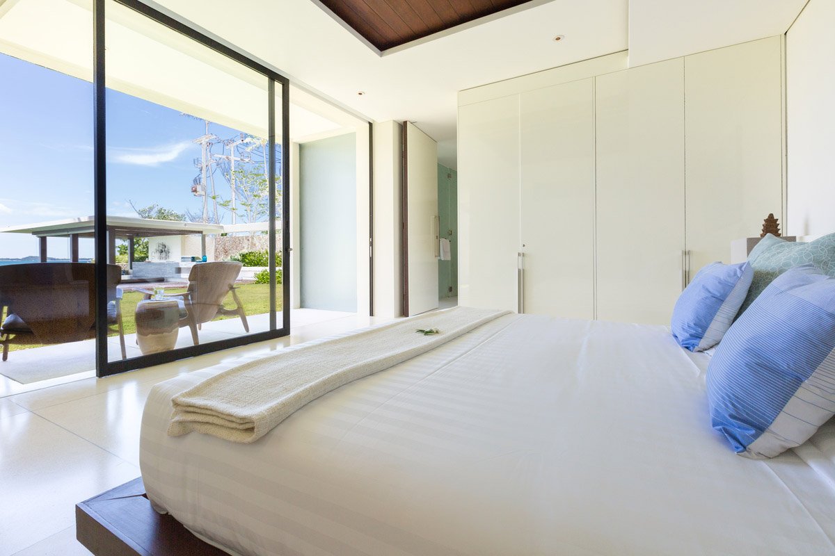Bedroom at Malabar, a private 4 bedroom beach front villa located in Laem Sor, Koh Samui, Thailand