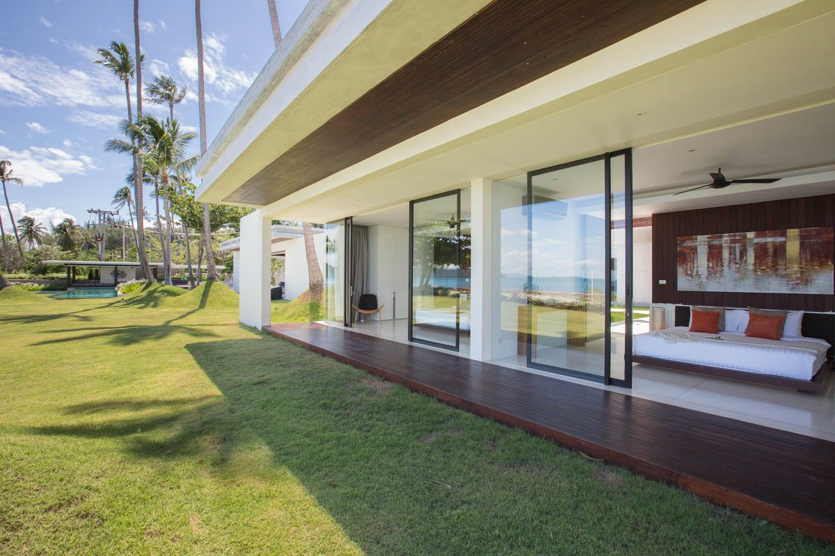 External bedrooms at Malabar, a private 4 bedroom beach front villa located in Laem Sor, Koh Samui, Thailand